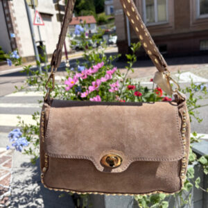 Sac croute de cuir clouté taupe ORPEL